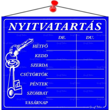 . Információs tábla, 20x17,5 cm,  Nyitvatartás , kék információs címke