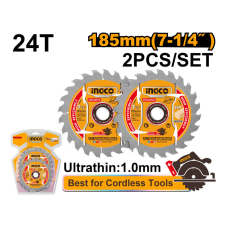 INGCO Fűrésztárcsa fához 185 x 20 x 1,0 mm / 24T (2 db) csiszolókorong és vágókorong