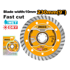 INGCO Gyémánt vágókorong 230 x 10 x 22,2 mm turbó csiszolókorong és vágókorong