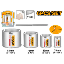 INGCO INGCO Gyémánt Körkivágó készlet 6 részes 33-83 mm csiszolókorong és vágókorong