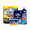  INGYENES SZÁLLÍTÁS - Finish Ultimate Plus mega csomag 90 kapszulával, öblítővel, tisztítófolyaédkkal és sóval