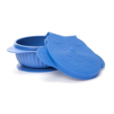 innoGIO szilikon tál fedővel GIOfresh Owl Blue babaétkészlet