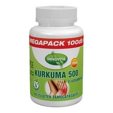 Innovita  Kurkuma tabletta E-vitaminnal 500 mg  MEGAPACK 100 db vitamin és táplálékkiegészítő