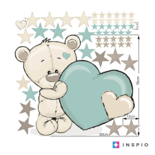 INSPIO Falmatrica gyerekszobába - Maci menta színű szívecskével (9502f) tapéta, díszléc és más dekoráció