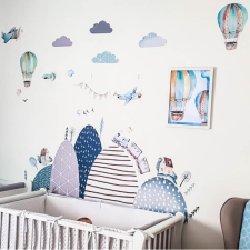 INSPIO Gyerekszoba falmatrica - Repülő, dombok, léggömb (3701bf) tapéta, díszléc és más dekoráció