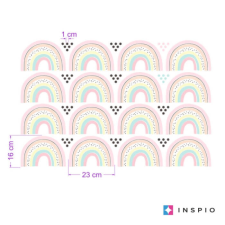 INSPIO Pasztell színű szivárványok pöttyökkel - Matrica lányoknak (9193f) tapéta, díszléc és más dekoráció