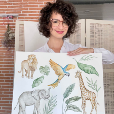INSPIO Textil falmatricák - Zsiráf a SZAFARI világából (9239f) tapéta, díszléc és más dekoráció