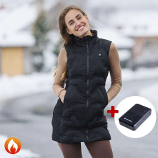 Insportline Női fűthető mellény inSPORTline WARMelong 10 000 mAh power bankkal L fekete