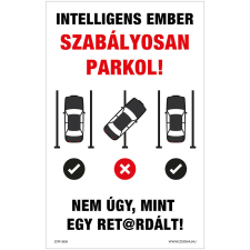 Intelligens ember szabályosan parkol! Alumínium tábla 100x160 mm gyerekszoba dekoráció