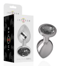 INTENSE ANAL TOYS INTENSE - FÉM ALUMÍNIUM ANÁLIS DUGÓ FEKETE ÜVEGGEL L-ES MÉRET anál