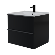 Intenso fiókos fürdőszobabútor mosdókagylóval - 50 cm (magasfényű fekete) fürdőszoba bútor