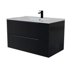 Intenso fiókos fürdőszobabútor mosdókagylóval - 80 cm (magasfényű fekete) fürdőszoba bútor
