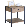 Intenso Home kisasztal / éjjeliszekrény fiókkal 40 x 40cm fém lábbal modern tölgy színben hálószobába nappaliba | Masszív fém váz