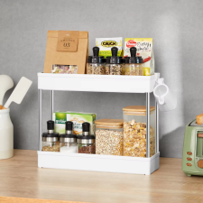 Intenso Home Konyhai tároló polc | Fűszertartó | Fürdőszobai rendszerező | Fehér 40x13cm | Intenso Home fürdőszoba bútor