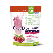 Interherb XXL C- és D3-vitamin málnaízű italpor 90adag vitamin és táplálékkiegészítő