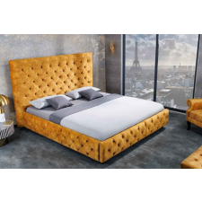 INVICTA Design ágy Laney 160 x 200 cm mustársárga bársony ágy és ágykellék