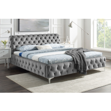 INVICTA Design ágy Rococo 160 x 200 cm szürke bársony ágy és ágykellék