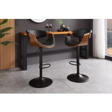 INVICTA Design forgó bárszék Ardell fekete bőr / dió bútor