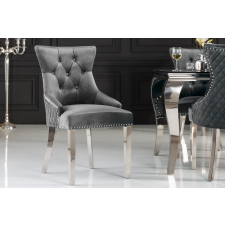 INVICTA Design szék Queen Levia fej bársony szürke bútor