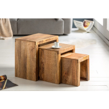 INVICTA Oldalsó asztal szett Timber mangófa natúr - 3 db bútor