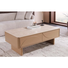 INVICTA Stílusos dohányzóasztal Elion 120cm 3D barna / travertin márvány hatású kerámia fedlap bútor