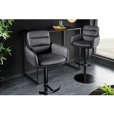 INVICTA Stílusos kartámlás forgó bárszék Maddison III antracit bőr / mikroszálas szövet bútor