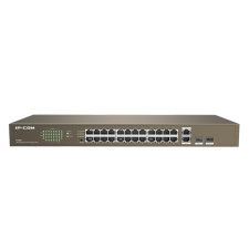 IP-COM Switch - F1026F (24 port 100Mbps + 2 port 1Gbps SFP; 1U fém ház, rackbe szerelhető) hub és switch
