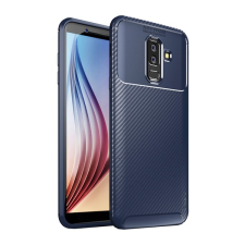 IPAKY Samsung Galaxy A6+ (2018) Szilikon Védőtok - Kék karbon mintás tok és táska