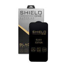  iPhone 12 Pro üvegfólia - ShieldOne Black Edition kijelzővédő üvegfólia, fekete plasztik kerettel mobiltelefon kellék