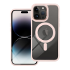  iPhone 14 Pro Max (6.7") szilikon tok, PC/TPU tok, magsafe, színes keretes, átlátszó/púderrózsaszín, Color Edge Mag Cover