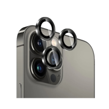  iPhone 15 Pro - Metal - üveg, kameralencse védőkeret - fekete mobiltelefon kellék