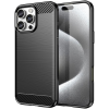  iPhone 16 Pro szilikon tok, hátlaptok, telefon tok, karbon mintás, fekete, Carbon case