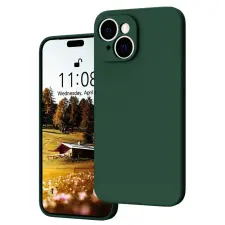  iPhone 16 szilikon tok, hátlaptok, telefon tok, matt, kamera védelemmel, zöld tok és táska