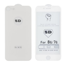iPhone 8 / SE 2020 üvegfólia, előlapi +hátlapi, 5D, edzett, hajlított, fehér mobiltelefon kellék