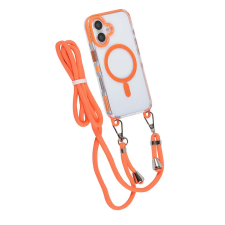 iPhone Telefontok iPhone 16 Plus - MagSafe kompatibilis átlátszó/narancs nyakbaakasztós hátlap tok tok és táska