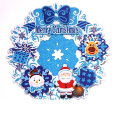 IRIS 3D karácsonyi koszorú mintás karton dekoráció kék (020-04) adventi koszorú
