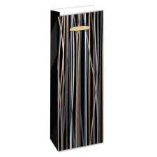 IRIS Dísztasak boros 12x36 cm fekete/bronz csíkos ajándéktasak