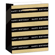 IRIS Dísztasak matt 26x32 cm fekete/arany Happy Birthday ajándéktasak