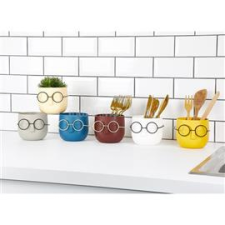 IRIS E5669 szemüveges fej alakú egyszínű cserép 10x10cm (IRIS_E5669) dekorációs kellék