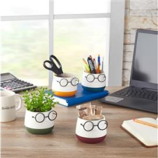 IRIS E5721 szemüveges fej alakú kétszínű cserép 9x7,5cm (IRIS_E5721) dekorációs kellék