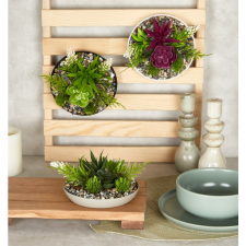 IRIS E5750 Kerek asztali/fali Dekoráció művirággal tálban 15x10cm - Többféle (E5750) dekoráció