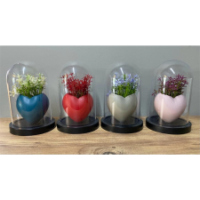 IRIS E5752 Szív alakú dekoráció művirággal búrában 10x18cm - Többféle (E5752) dekoráció