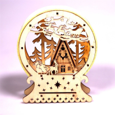IRIS Félkör keretes karácsonyi ház 15x18x4,5cm/meleg fehér LED-es fa fénydekoráció karácsonyfa izzósor