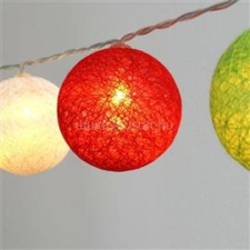 IRIS Gömb alakú 6cm/színes fonott/3m/piros-fehér-zöld/20db LED-es/USB-s fénydekoráció (IRIS_104-32) világítás