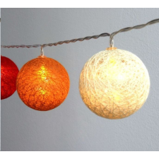 IRIS Gömb alakú 6cm/színes fonott/3m/piros-narancs-meleg fehér/20db LED-es/USB-s fénydekoráció (104-26) karácsonyfa izzósor