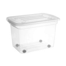 IRIS Home Box Műanyag Tárolódoboz zárható tetővel kerekekkel 52L - Átlátszó bútor