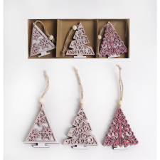 IRIS Karácsonyi Fa felakasztható fenyőfa dobozban 3 darabos 8cm - Mályva (060678) party kellék