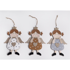 IRIS Karácsonyi Felakasztható fa angyal szívvel 15x21 cm - Színes (060648) party kellék