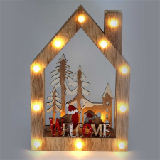 IRIS Karácsonyi ház alakú madarak mintás/20x30x5,5cm/meleg fehér LED-es fa fénydekoráció karácsonyfa izzósor
