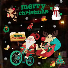 IRIS Mikulás szán és rénszarvasmintás/35x50cm páraálló karácsonyi ablakdísz karácsonyi dekoráció